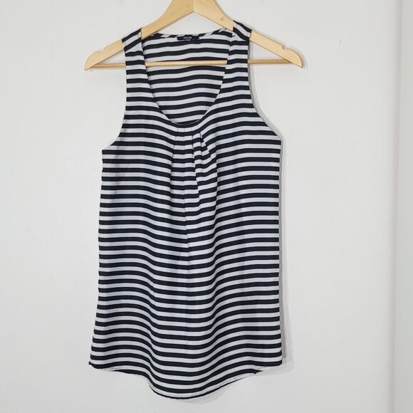 Jacob Women's Black White Striped Sleeveless Scoop Neck Business Casual Tank Top - Picture 2 of 11